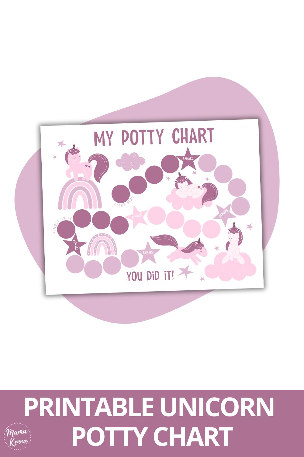 Printable Purple Unicorn Potty Chart