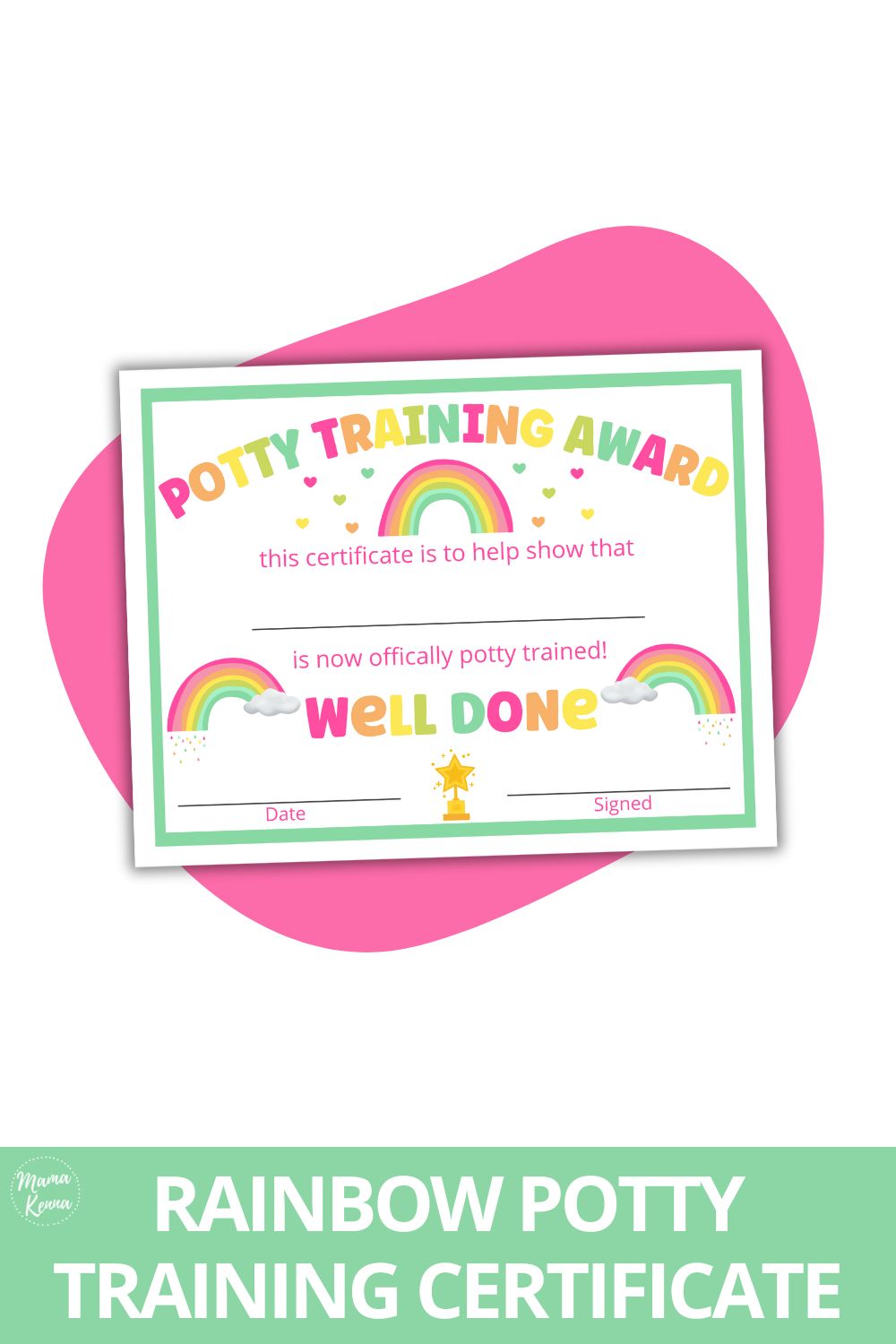 Printable Rainbow Potty Training Certificate
