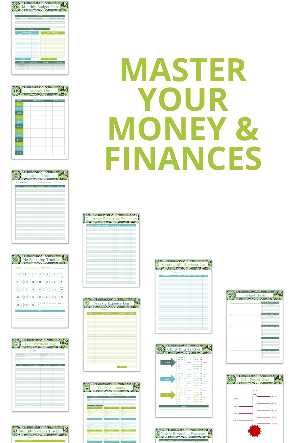 Green Paisley Budget Planner Printable