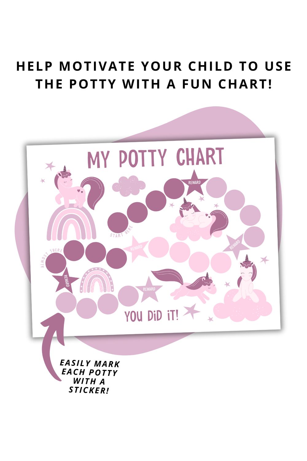 Printable Purple Unicorn Potty Chart