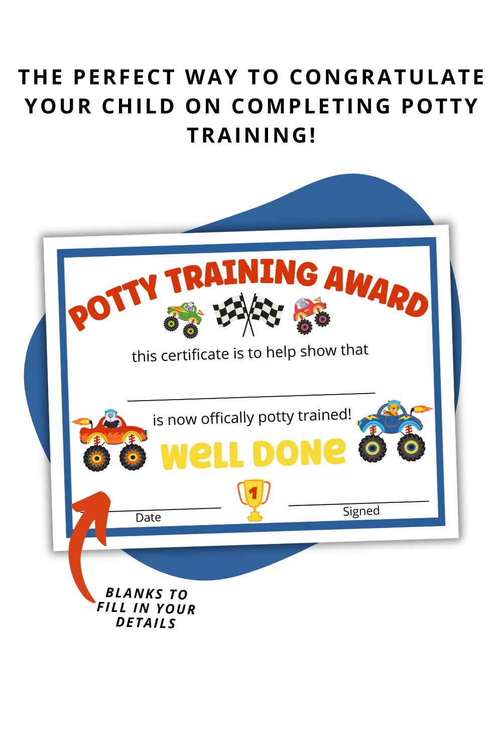 Printable Monster Truck Potty Training Certificate