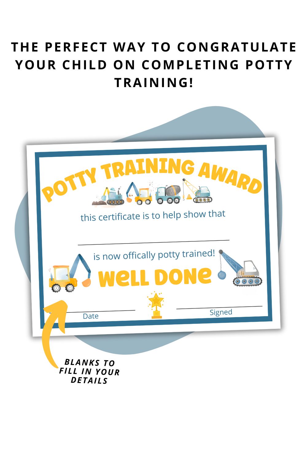 Printable Construction Potty Training Certificate