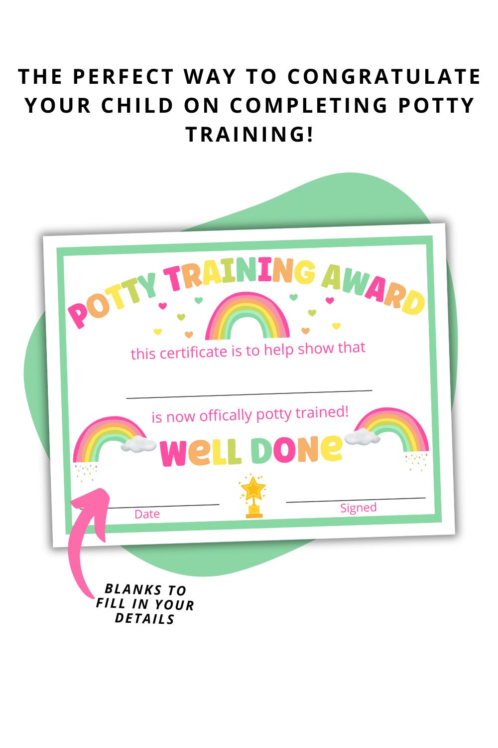 Printable Rainbow Potty Training Certificate