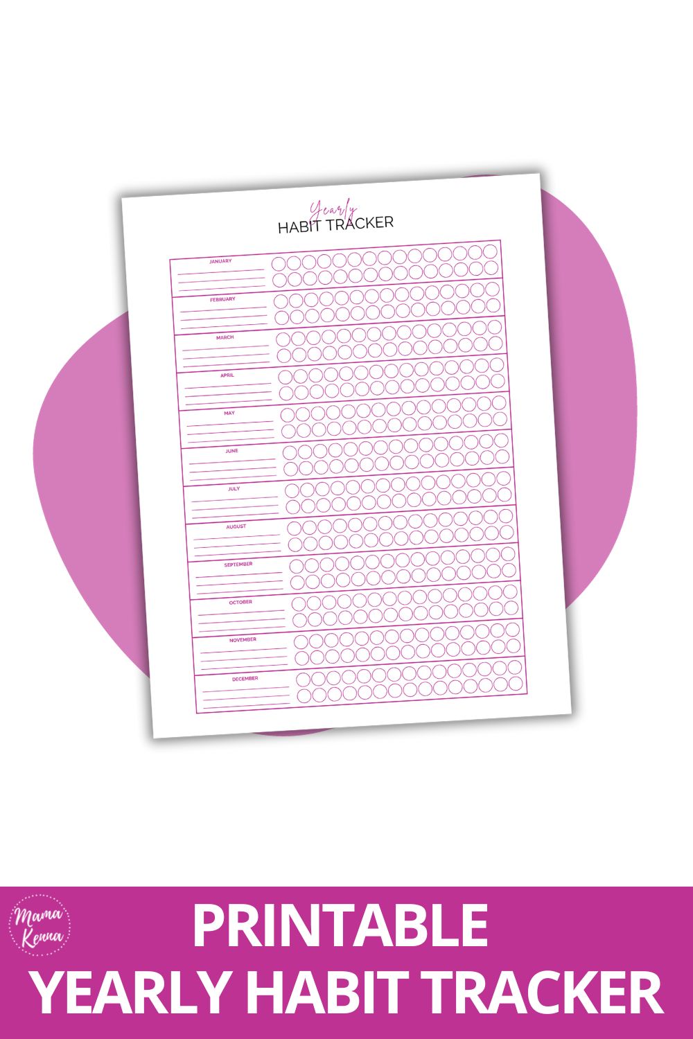 Printable Yearly Habit Tracker