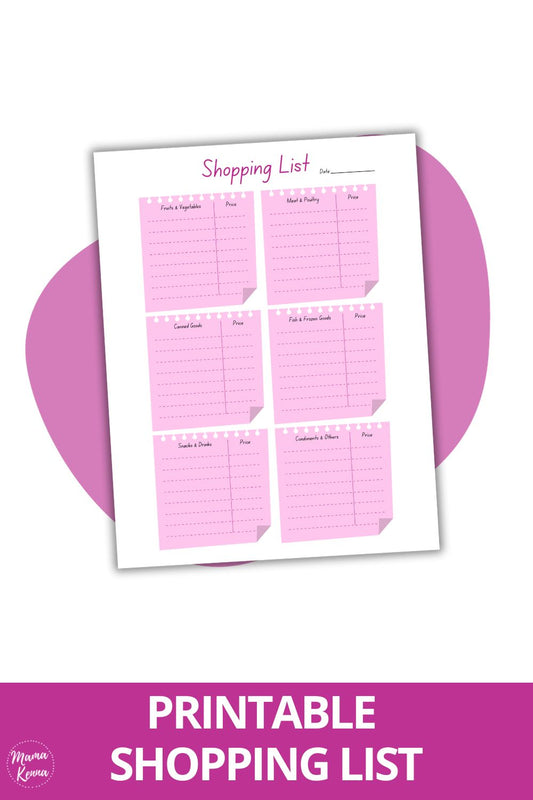 Printable Purple Shopping List