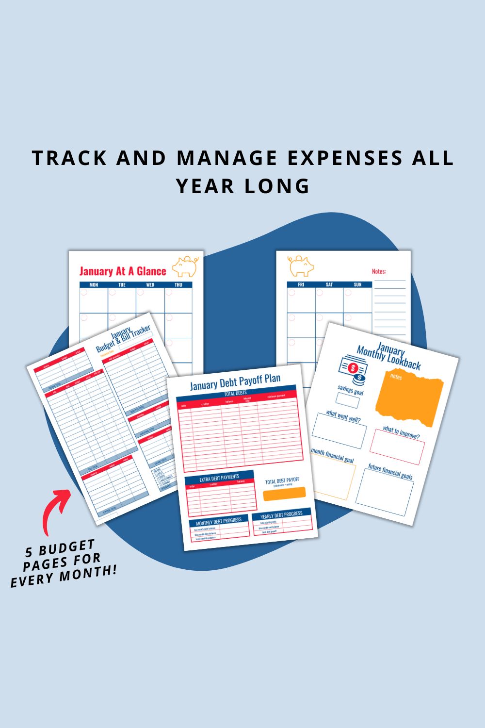 Printable Blue Budget Planner