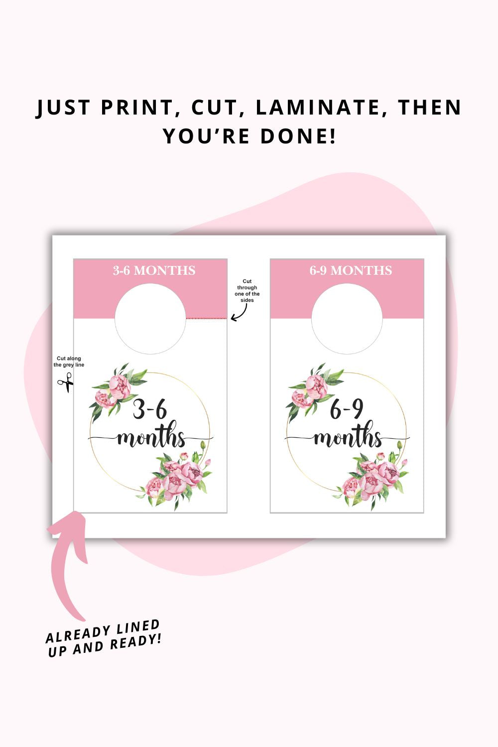 Printable Pink Floral Baby Closet Dividers