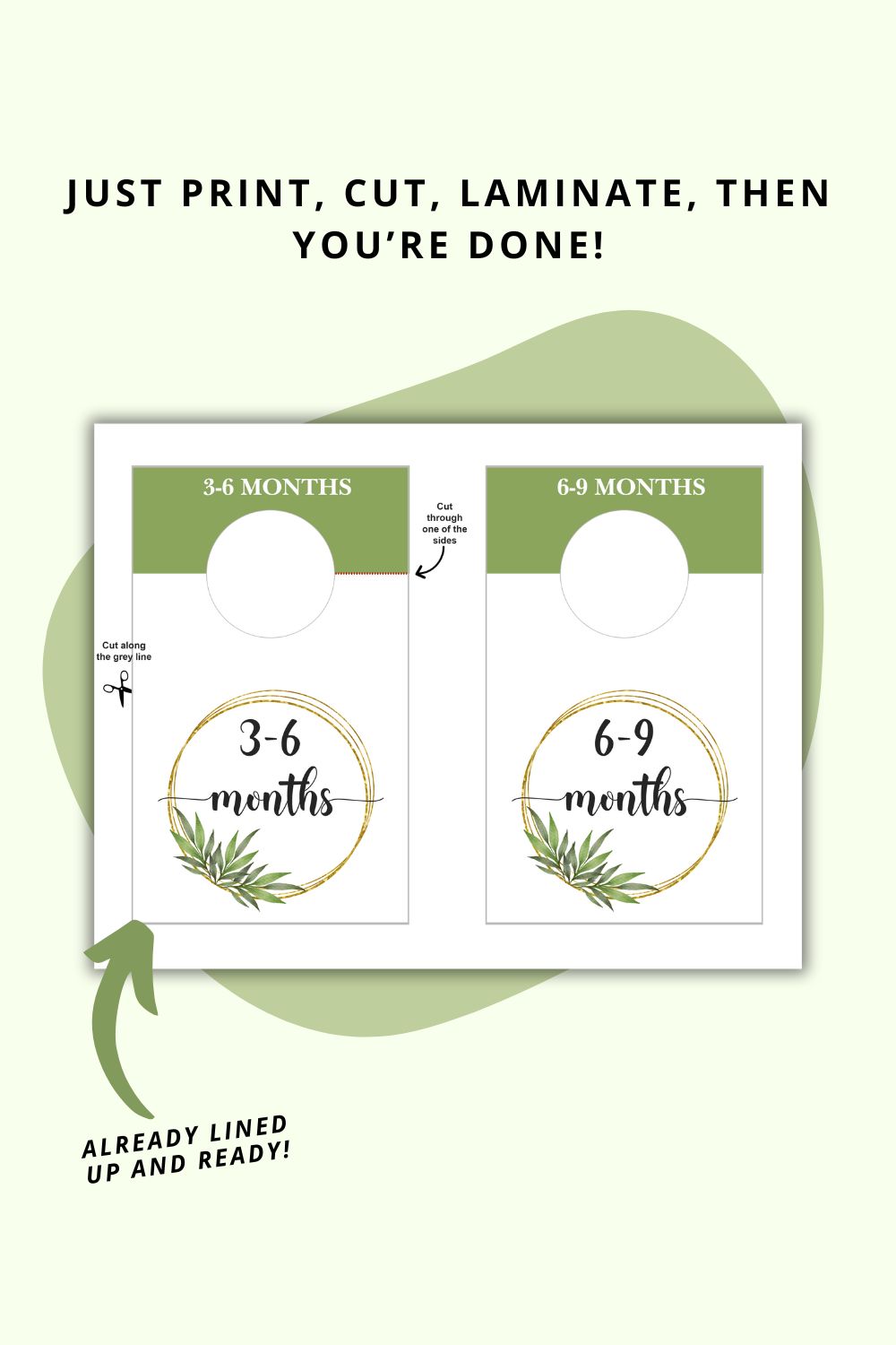 Printable Greenery Baby Closet Dividers