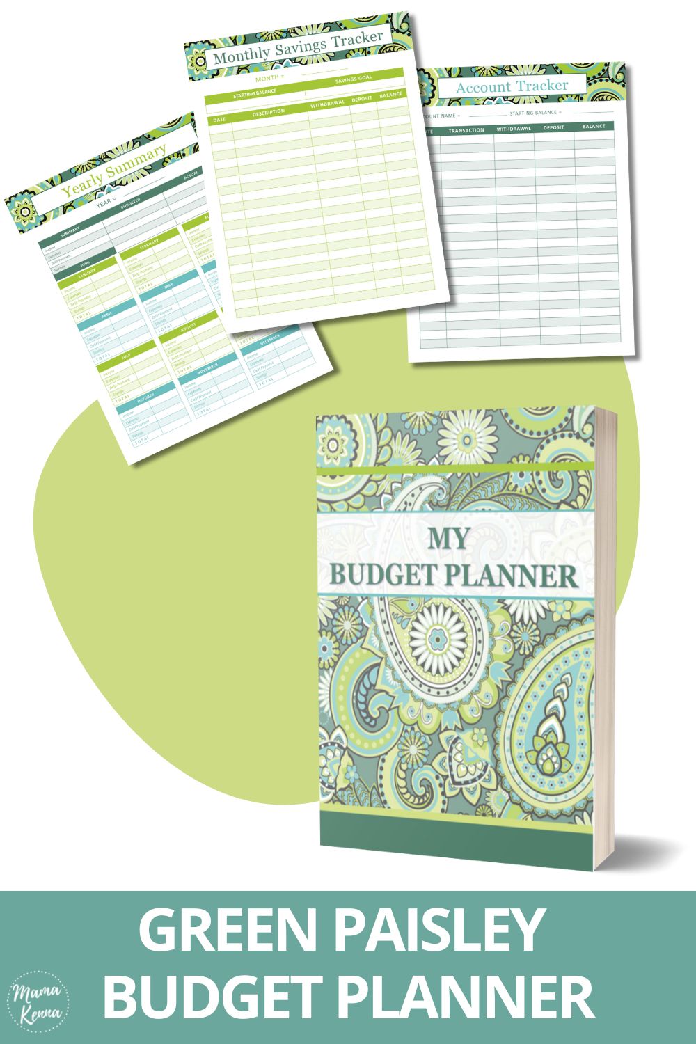 Green Paisley Budget Planner Printable