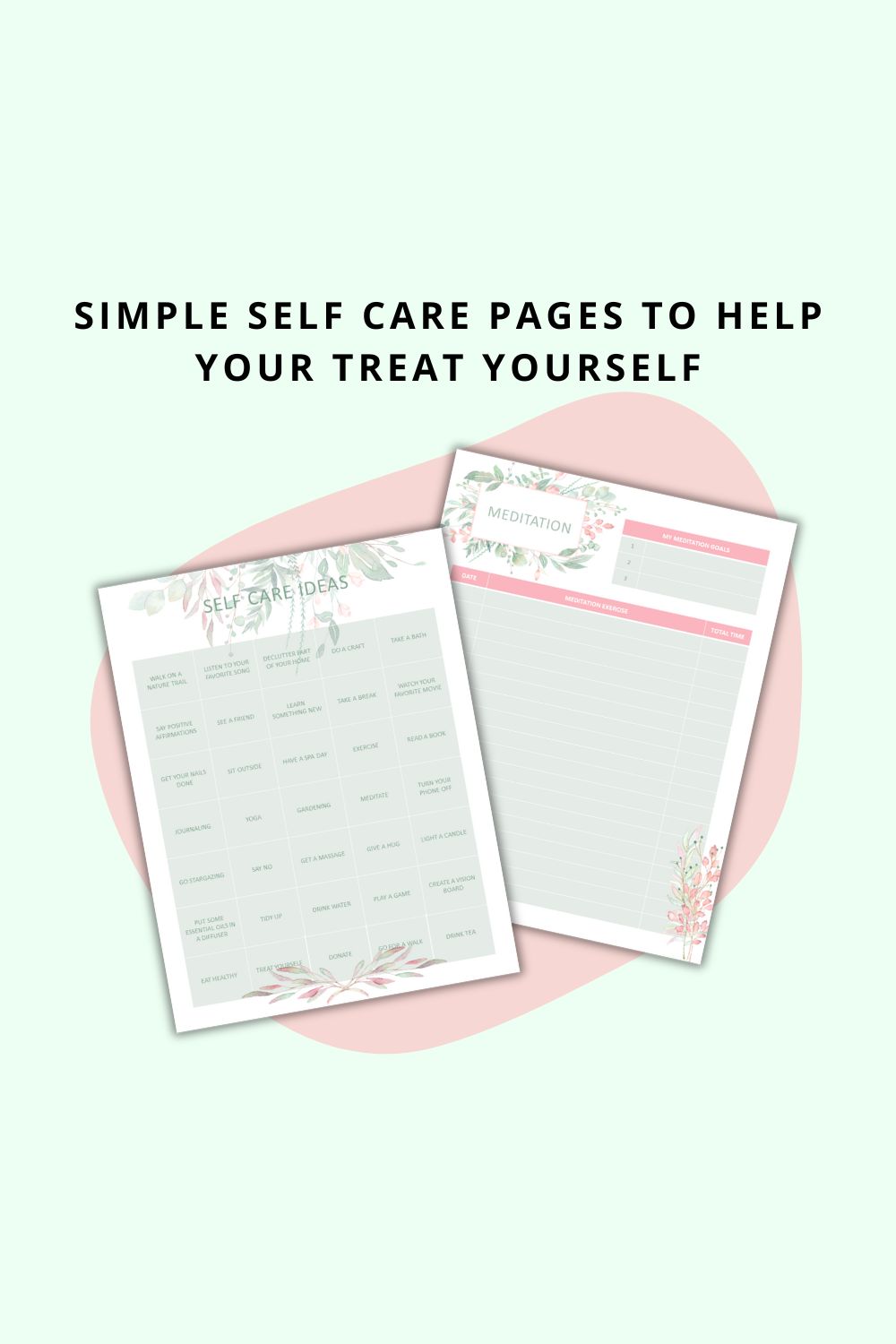 Printable Floral Self Care Planner