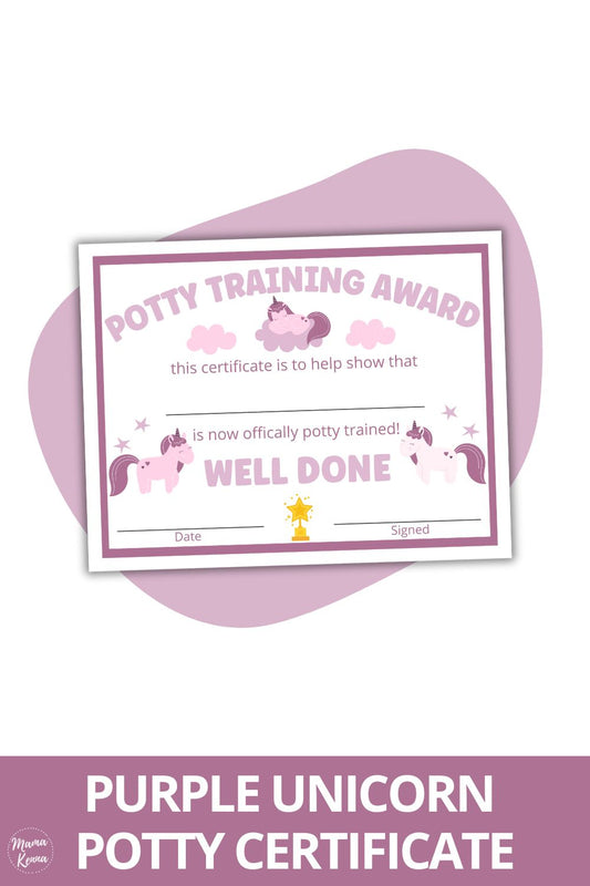 Printable Purple Unicorn Potty Training Certificate