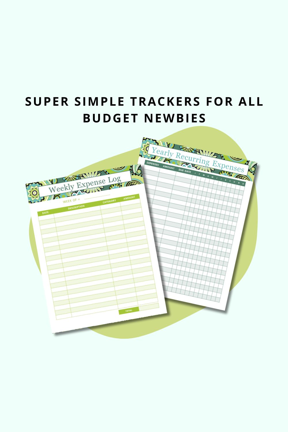 Green Paisley Budget Planner Printable