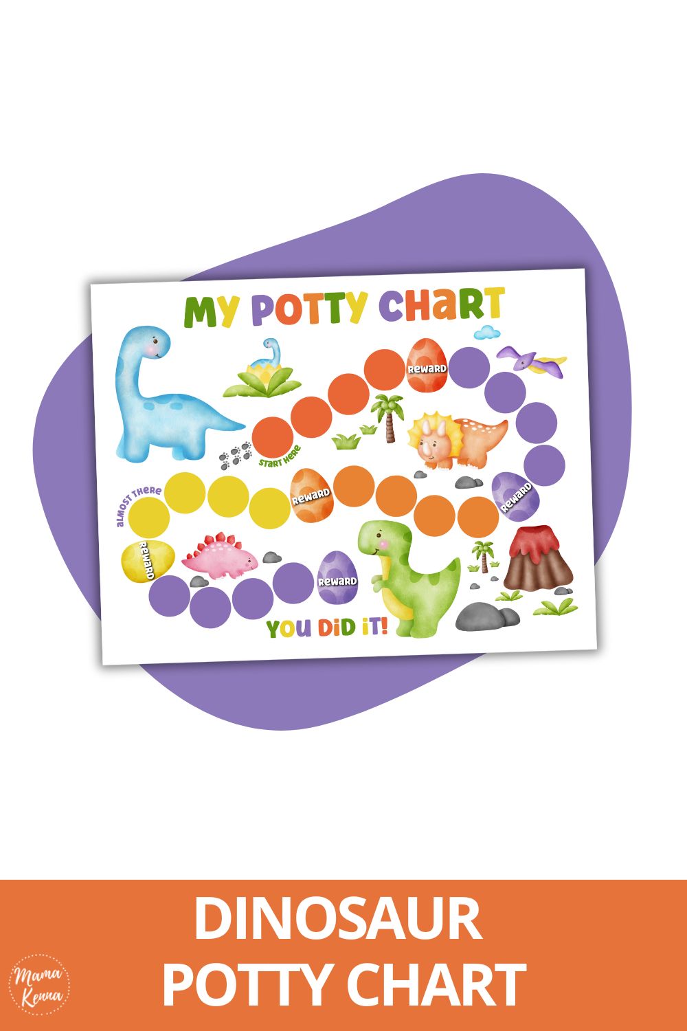 Printable Watercolor Dinosaur Potty Chart