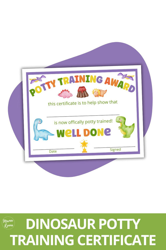 Watercolor Dinosaur Potty Training Certificate Printable