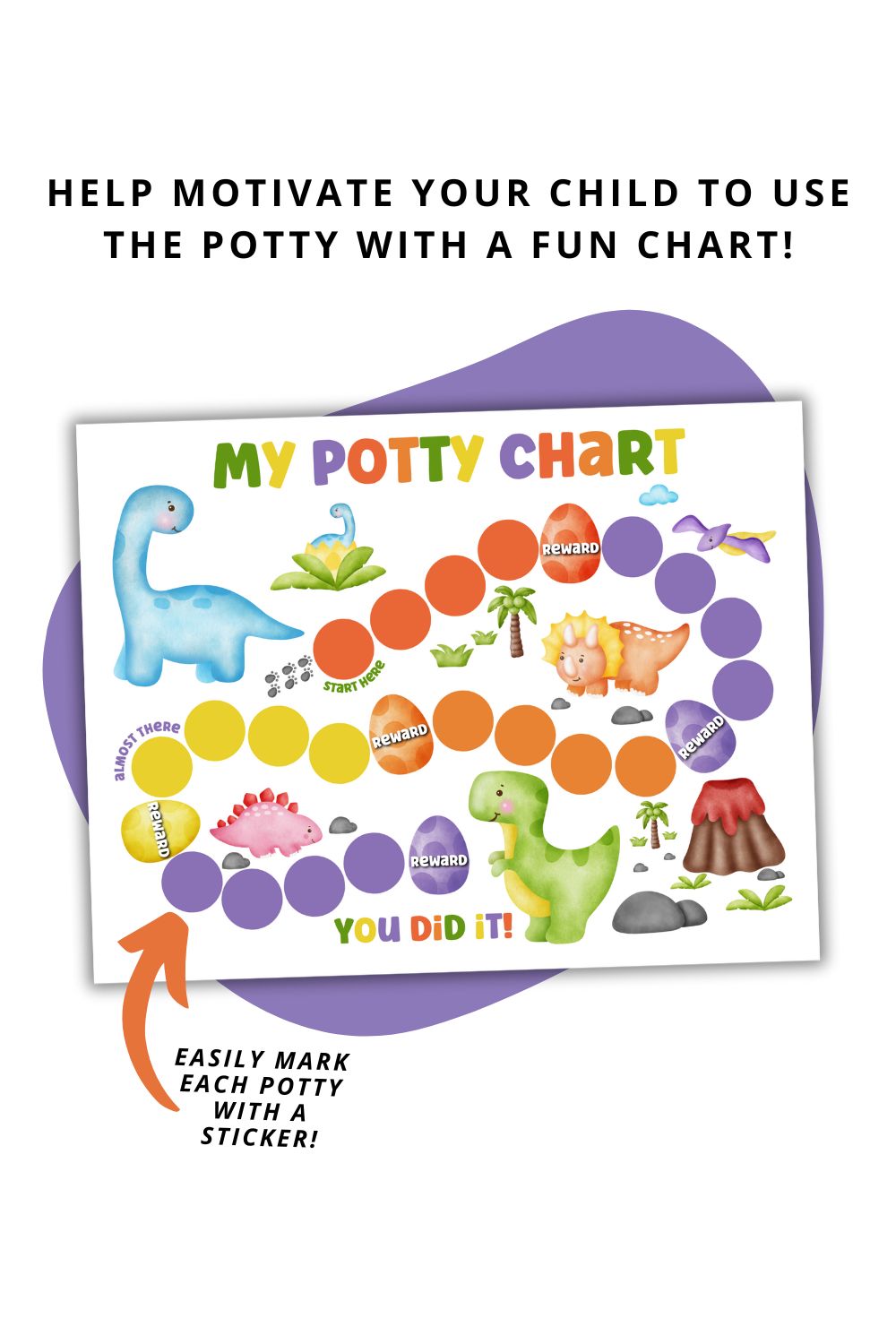 Printable Watercolor Dinosaur Potty Chart