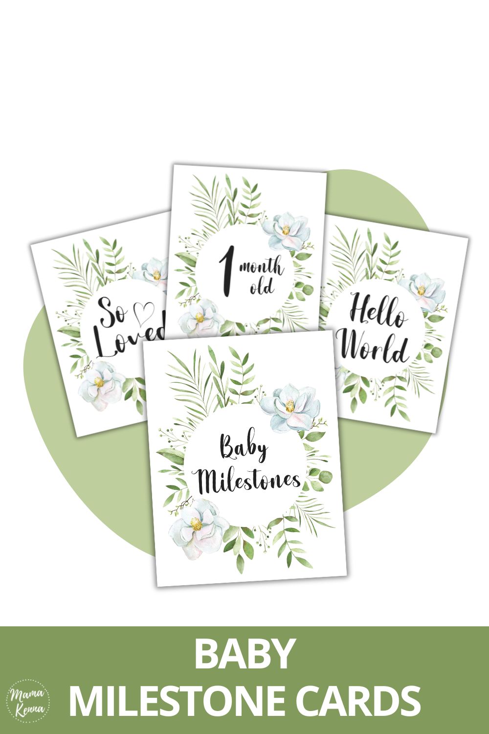 Printable Floral Greenery Baby Milestone Cards