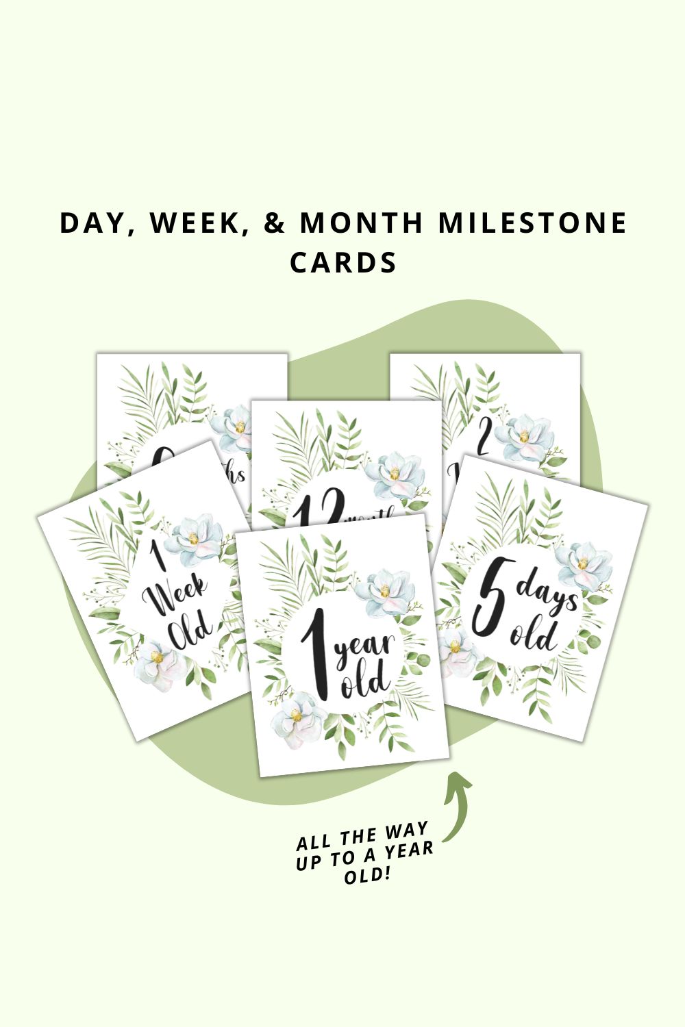 Printable Floral Greenery Baby Milestone Cards