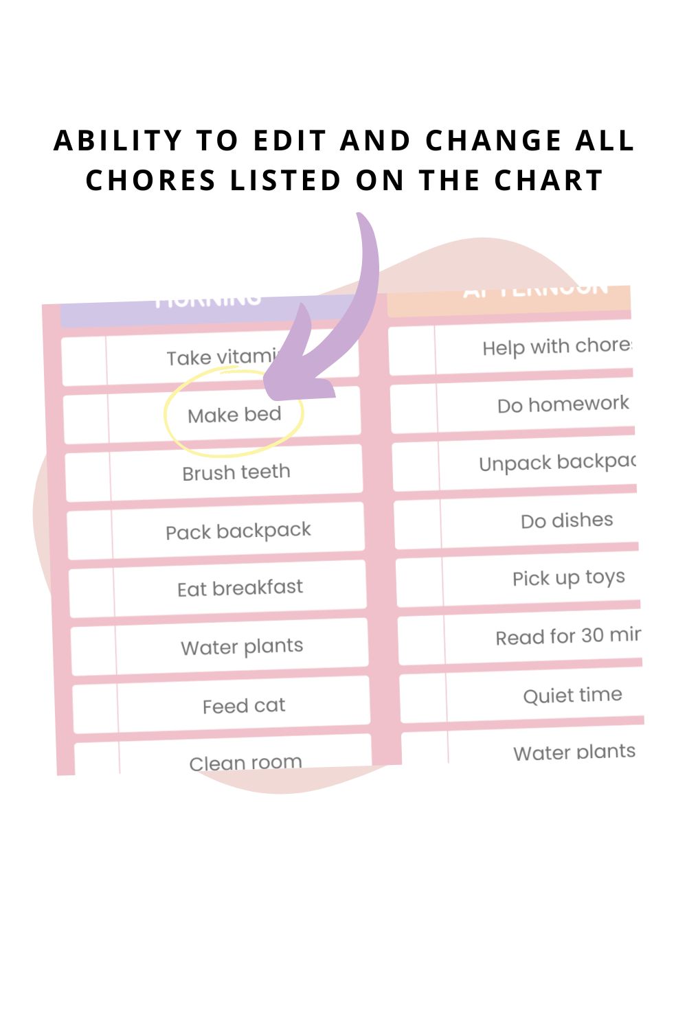 Editable Pastel Unicorn Chore Chart