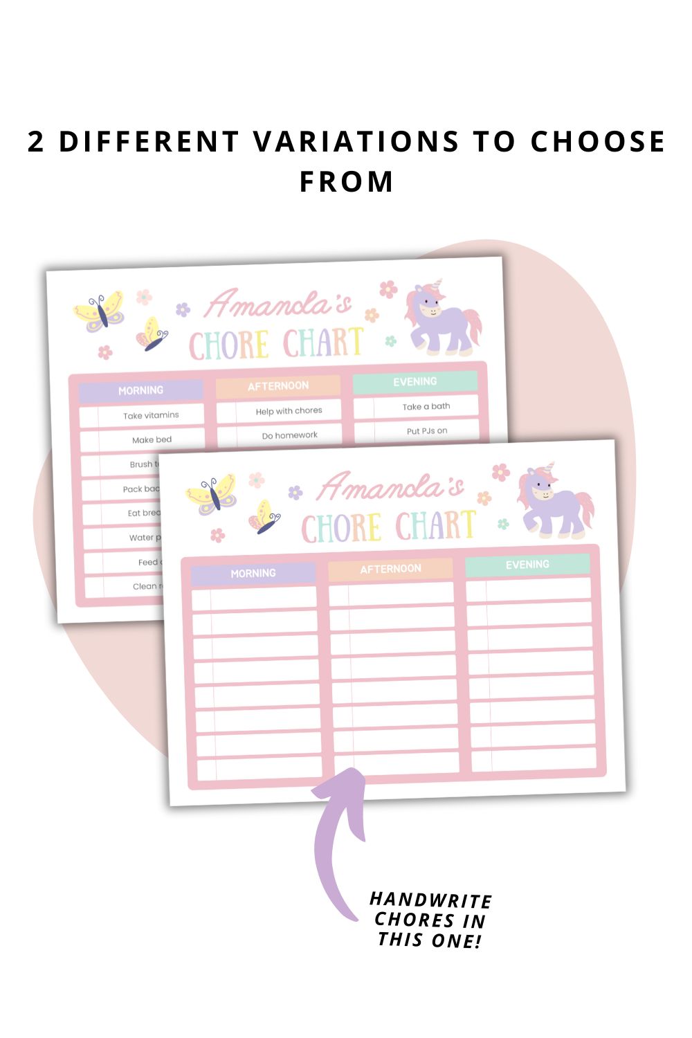 Editable Pastel Unicorn Chore Chart