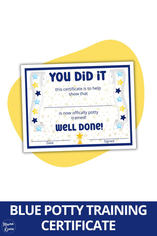 Printable Blue Potty Training Certificate