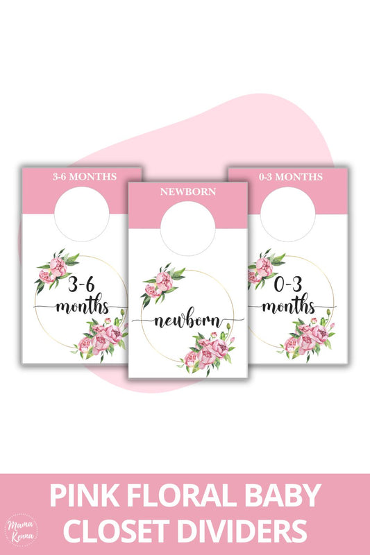 Printable Pink Floral Baby Closet Dividers