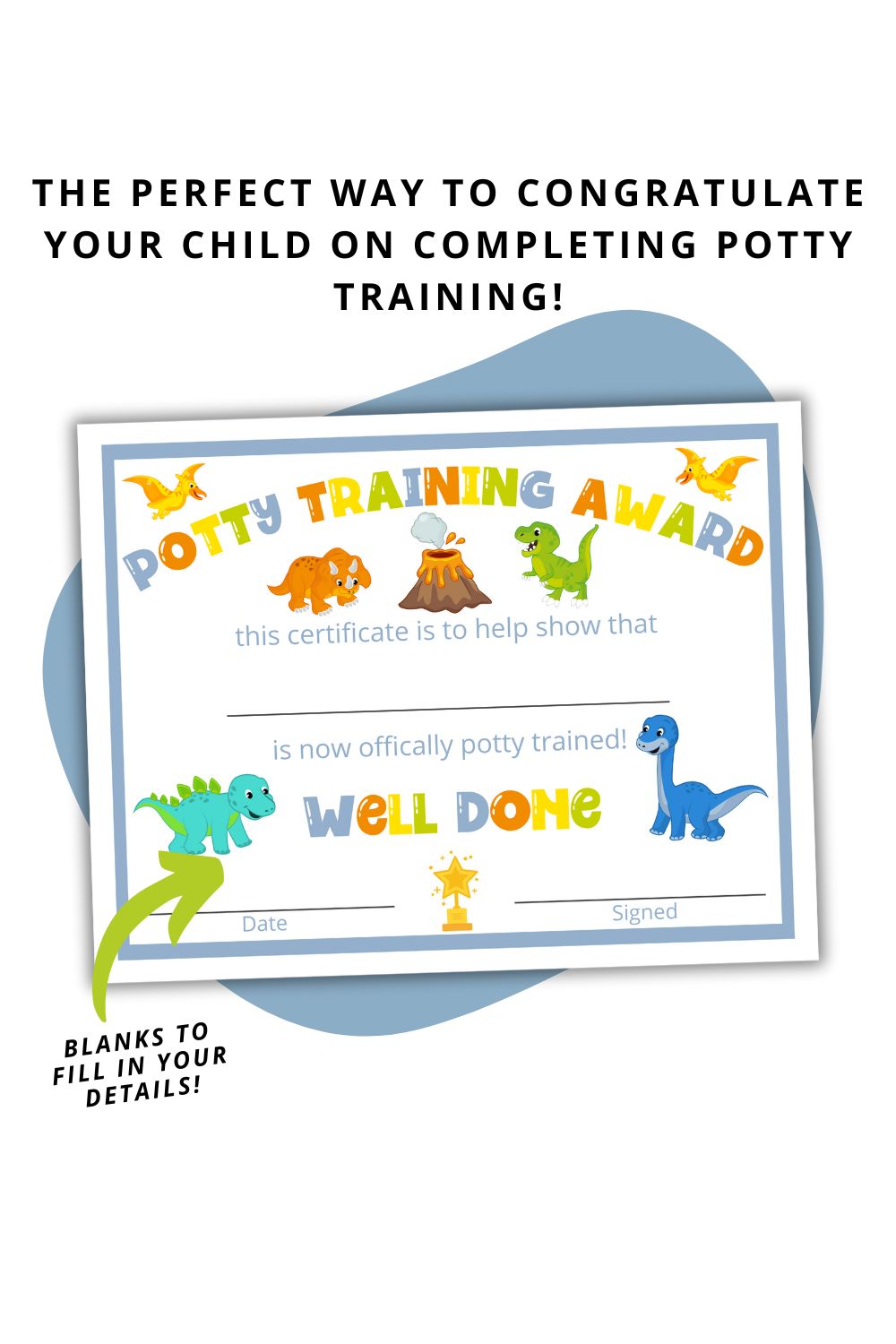 Dinosaur Potty Training Certificate Printable