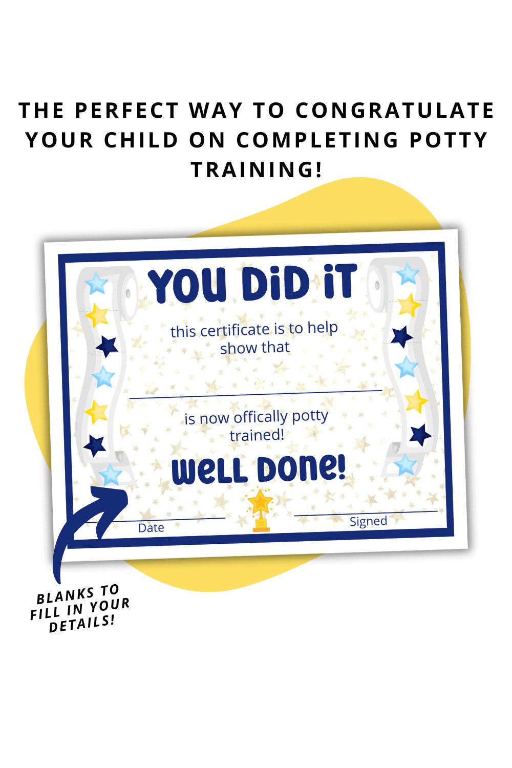 Printable Blue Potty Training Certificate