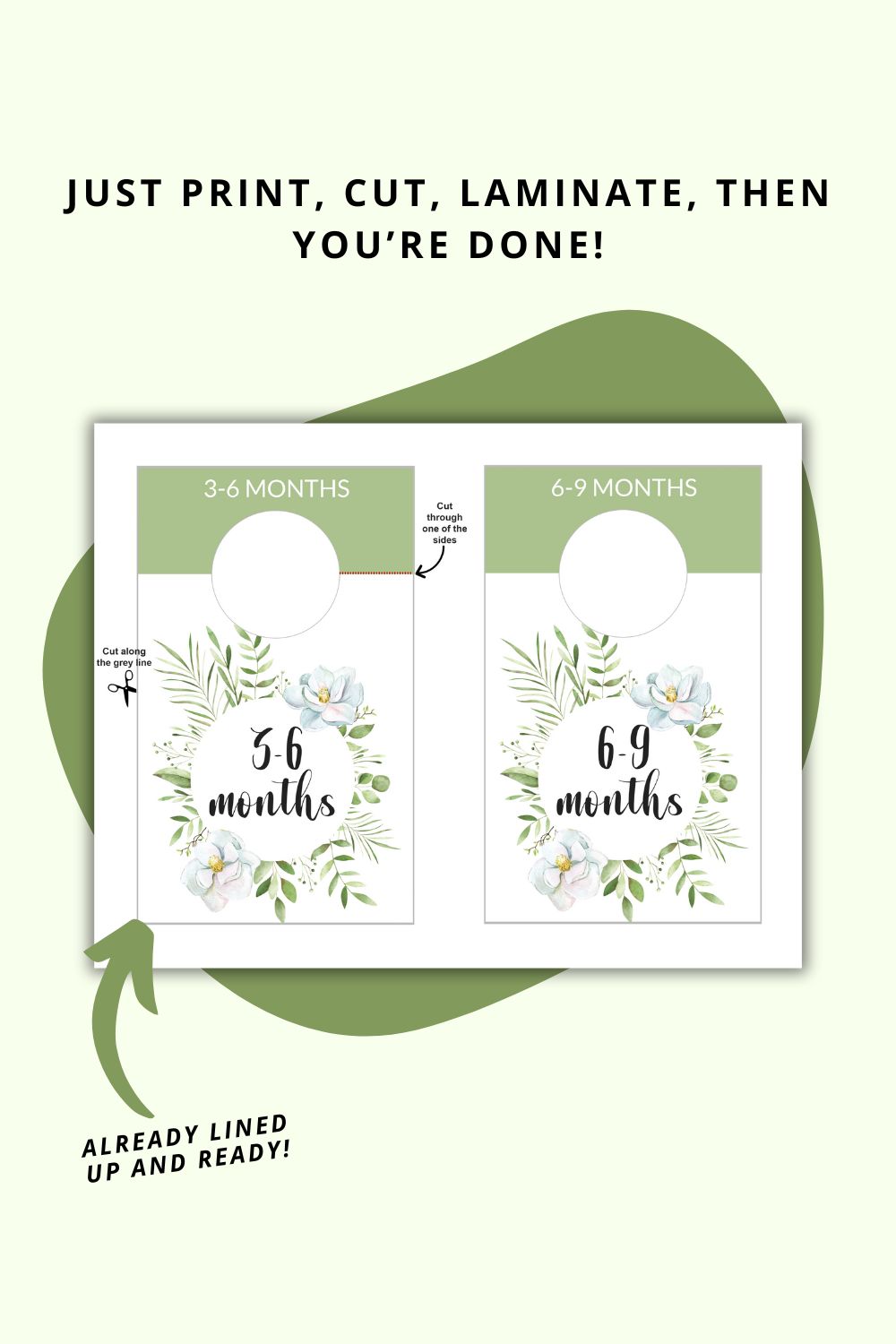 Printable Floral Greenery Baby Closet Dividers